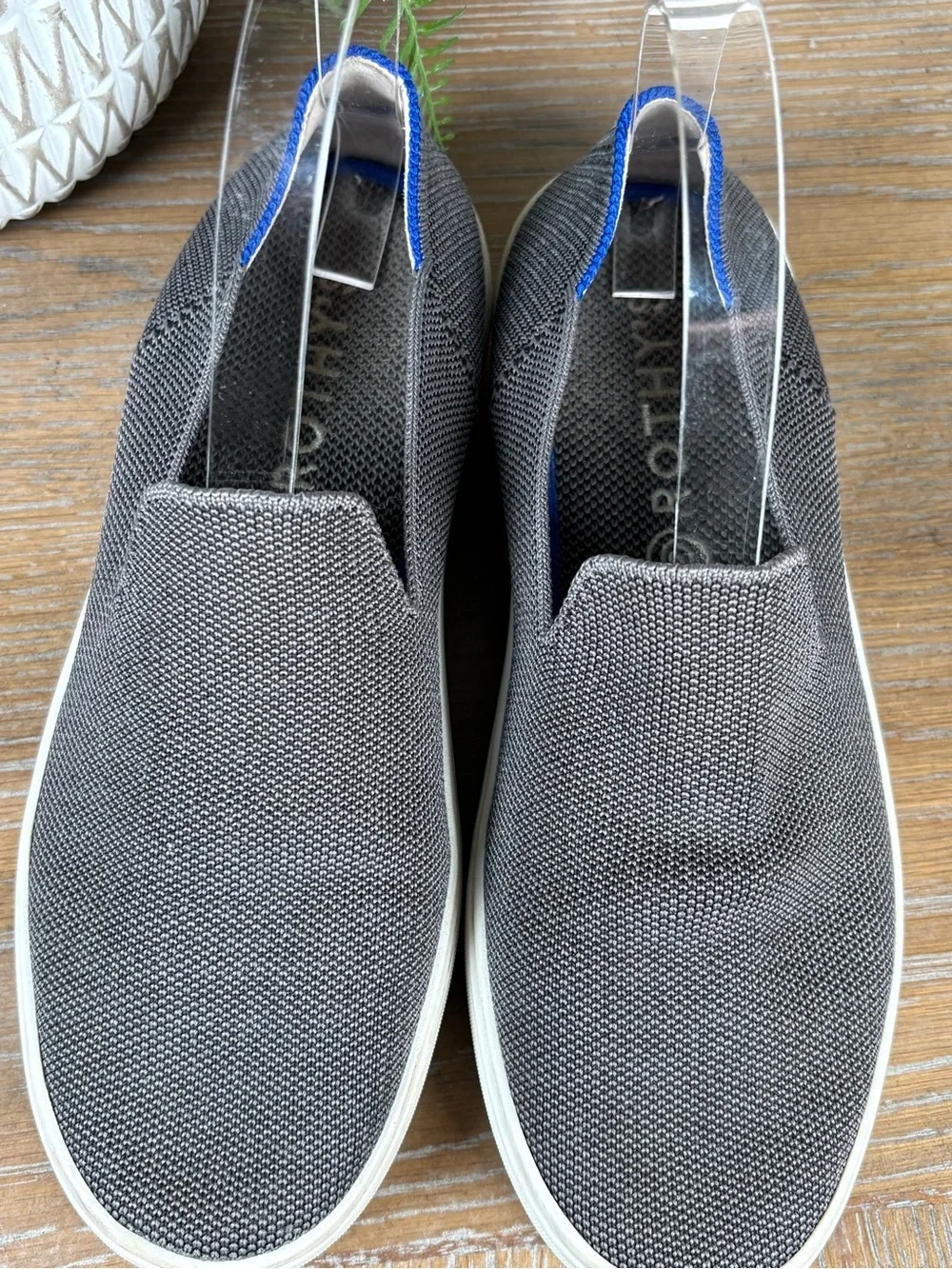 Rothy's The Original Slip-On Sneakers in a Gray knit fabric Women's Size 7.5